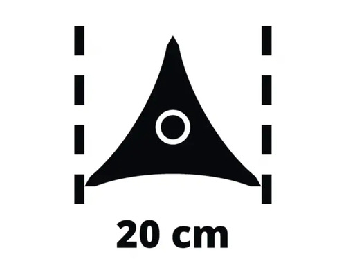 Symbol pre trojuholníkovú markízu s dĺžkou strany 20 centimetrov