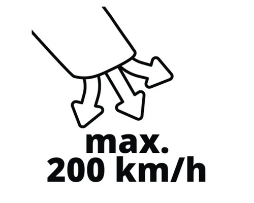 Symbol pre maximálnu rýchlosť fúkania 200 km/h