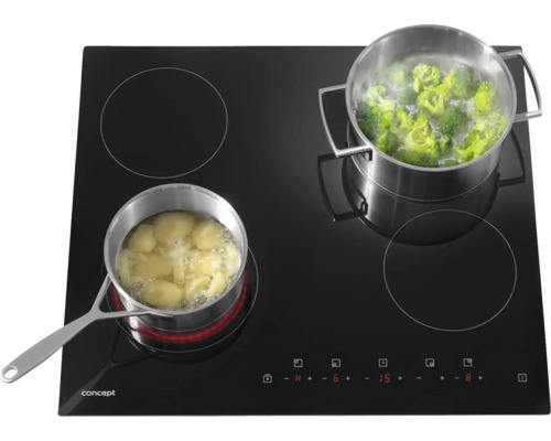 Čierna sklokeramická varná doska s dvoma hrncami