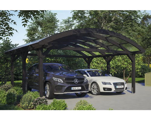 Drevený dvojitý prístrešok pre auto s dvoma autami