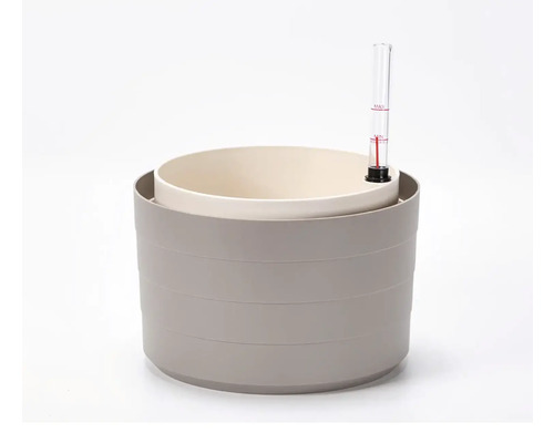 Okrúhly kvetináč s ukazovateľom hladiny vody