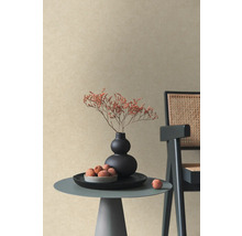 Dekoratívne zátišie s vázou, sušenými kvetmi, liči a stoličkou na malom stole