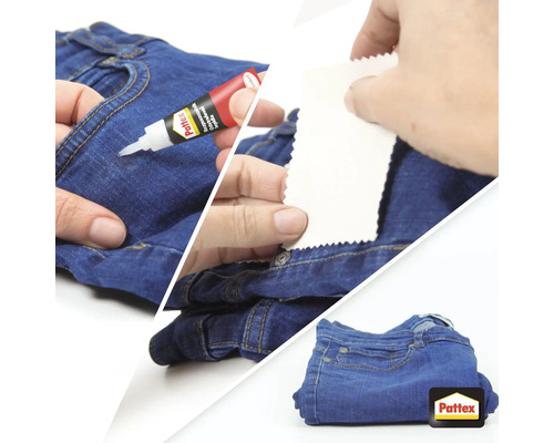 Nášivka sa pripevňuje na rifle pomocou lepidla na textil Pattex.