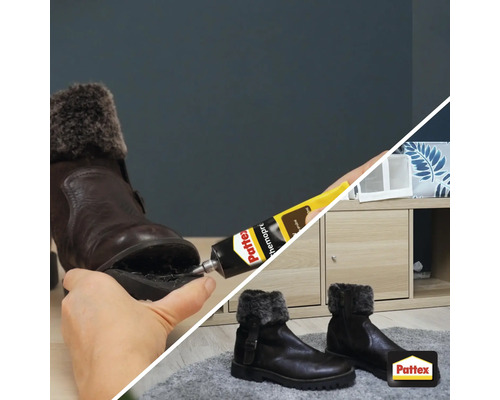 Aplikácia kontaktného lepidla Pattex Thermopren na topánku na opravu podrážky