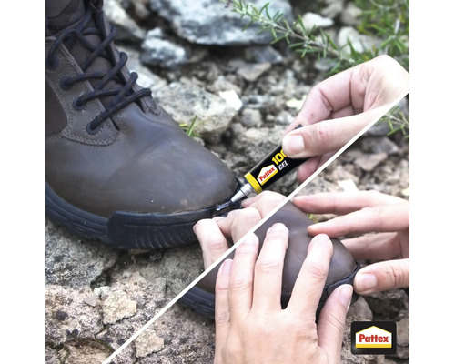 Nanášanie lepidla na topánky na hnedú topánku