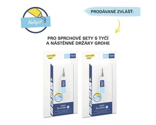 Dve sady lepidiel Grohe QuickGlue pre sprchové výrobky s montážnou šablónou