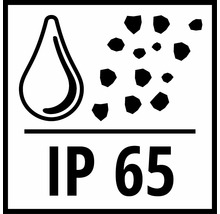 Symbol IP65: Ochrana proti striekajúcej vode a prachu