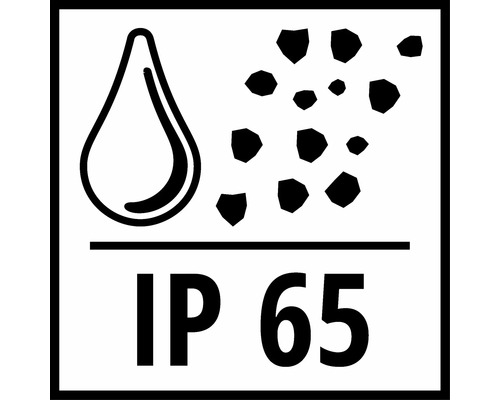 Symbol IP65: Ochrana proti striekajúcej vode a prachu