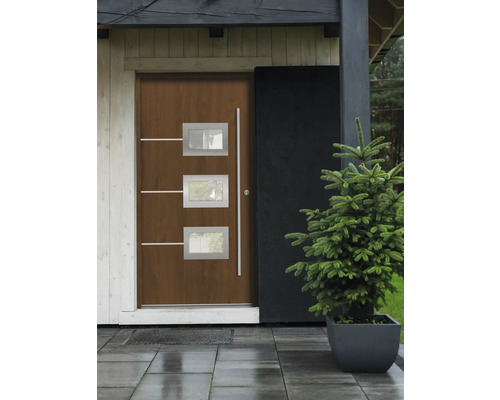 Vchodové dvere s tromi oknami a madlom