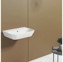 Biele umývadlo na dosku pre montáž na stenu v kúpeľni