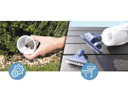 Bazénový vysávač s rôznymi nástavcami a lapačom nečistôt