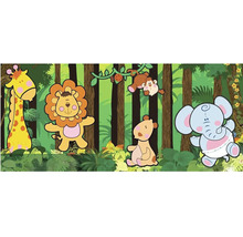 Dekoratívna nástenná maľba s džungľovými zvieratami do detskej izby