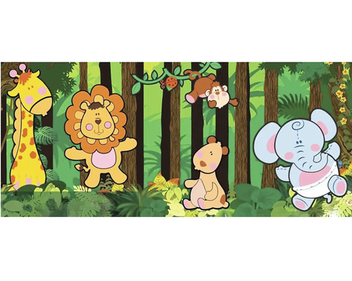 Dekoratívna nástenná maľba s džungľovými zvieratami do detskej izby