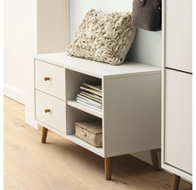 Šatníková lavica so zásuvkami, úložnými priehradkami a vankúšom