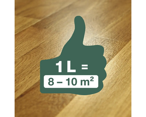 Symbol so zdvihnutým palcom: 1 liter vystačí na 8 až 10 metrov štvorcových