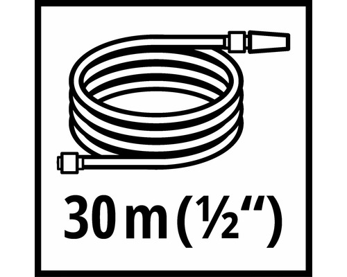 Symbol pre 30 metrovú záhradnú hadicu s priemerom pol palca.