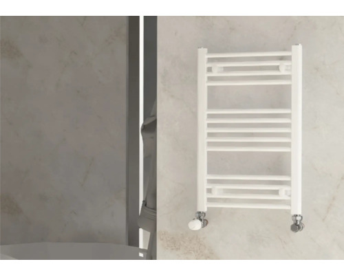 Dizajnové výhrevné teleso Rotheigner 700 x 450 x 30 mm pripojenie 1/2" dole obojstranne Biely radiátor na uteráky v kúpeľni