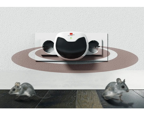 Odpudzovač myší do zásuvky so dvoma myšami v miestnosti