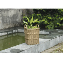 Prútený kôš na rastliny s rúčkou a rastlinou