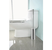 Biela toaleta s toaletnou kefou z nehrdzavejúcej ocele