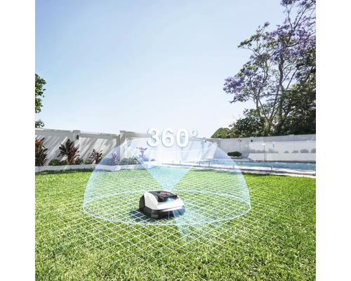 Robotická kosačka s funkciou 360 stupňov na trávniku