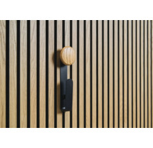 Stenový panel s vešiakom na šaty z dreva a kovu