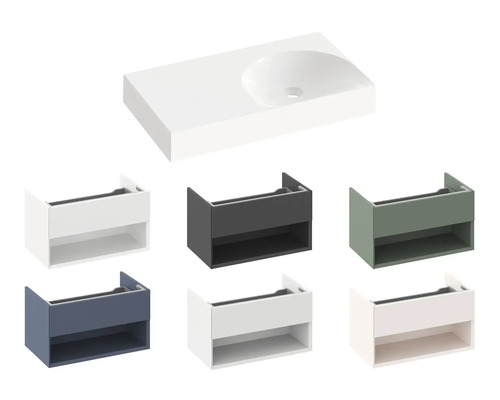 Umývadlová doska a umývadlová skrinka v rôznych prevedeniach do kúpeľne