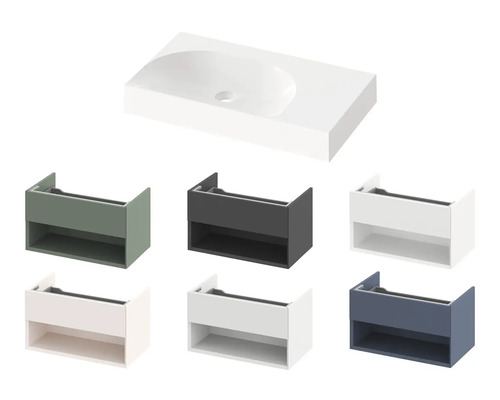 Umývadlová doska a spodná skrinka v rôznych prevedeniach pre kúpeľňu