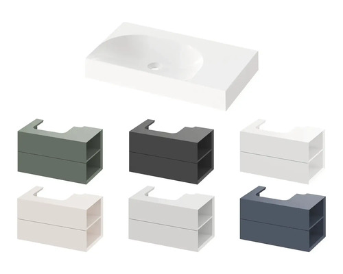 Doska umývadla s umývadlovými skrinkami v rôznych vyhotoveniach do kúpeľne