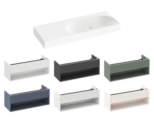 Umývadlo a rôzne skrinky pod umývadlo v rôznych vyhotoveniach