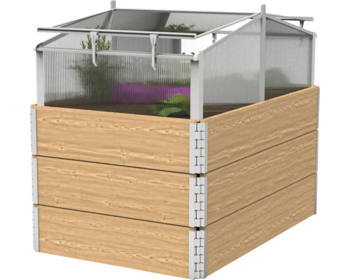 Vyvýšený záhon s pareniskom z dreva a plastu