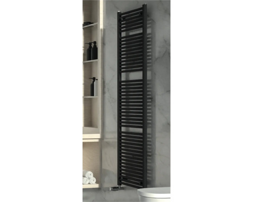 Kúpeľňový radiátor Rotheigner CLASSIC 1810 x 600 mm matne čierny prípojka po oboch stranách dole Čierny radiátor na uteráky v kúpeľni