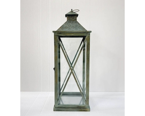 Dekoratívna lampáš na sviečku z dreva a skla