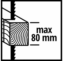 Symbol maximálnej hĺbky rezu do dreva 80 milimetrov