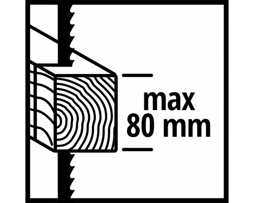 Symbol maximálnej hĺbky rezu do dreva 80 milimetrov