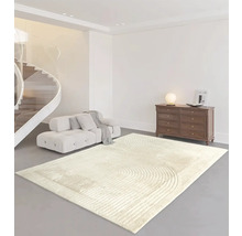 Obývacia izba s kobercom, pohovkou, komodou a točitým schodiskom