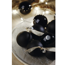 Ozdobné vianočné gule v čiernej farbe so stuhami