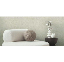 Dekoratívny interiér so sedacím nábytkom, okrasnými vankúšmi, vázami a bavlnenými vetvami