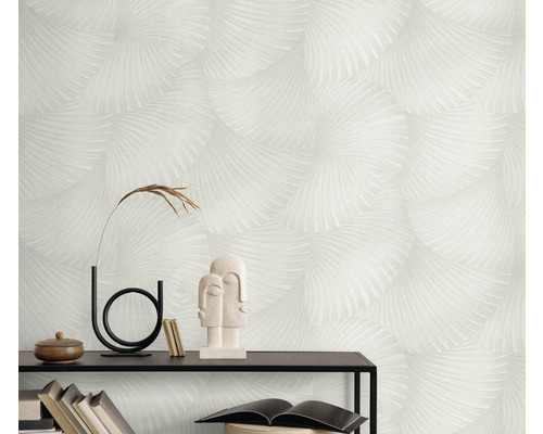 Dekoratívna tapeta s motívom vejára vo svetlom odtieni