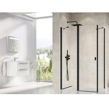 Moderná kúpeľňa so sprchovacím kútom, umývadlom a zrkadlom