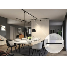 Jedáleň s koľajnicovým systémom a závesnými svietidlami