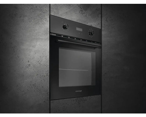 Čierna vstavaná rúra s ovládacími prvkami a priehľadným okienkom