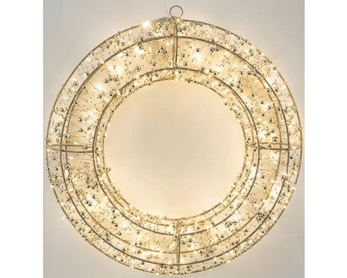 Vonkajšie vianočné osvetlenie veniec závesný 300LED kov zlatá 38x8x38 cm Dekoratívny svetelný kruh s osvetlením a krúžkom na zavesenie.