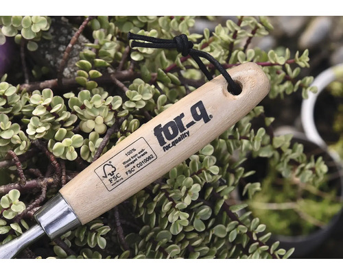 Sádzacia lopatka for_q s drevenou rukoväťou a pečaťou FSC