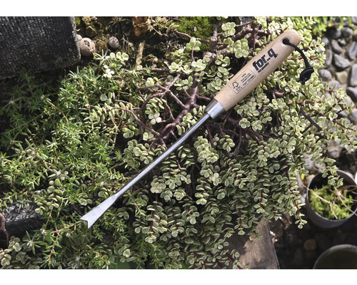 Vypichovač buriny s drevenou rukoväťou na záhradné práce