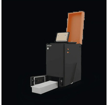 Splyňovací kotol na drevo s otvorenou klapkou