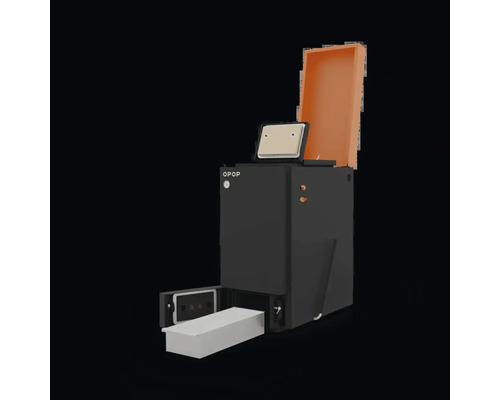 Splyňovací kotol na drevo s otvorenou klapkou