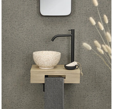 Kúpeľňové umývadlo s umývadlom na dosku, batériou a uterákom