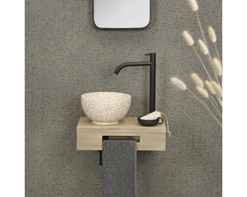 Kúpeľňové umývadlo s umývadlom na dosku, batériou a uterákom