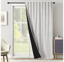 Pohľad na sivý zatemňovací záves pred oknom.